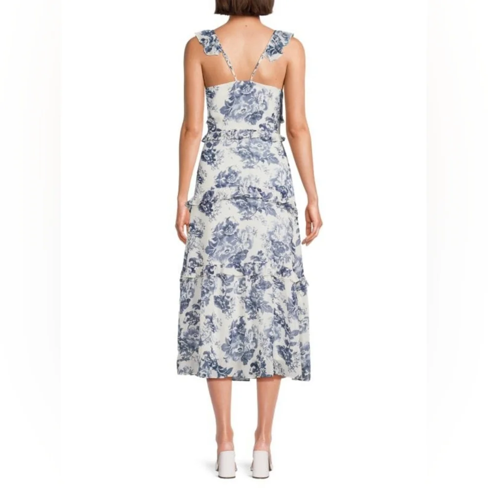 NWT O.P.T. Ingrid Floral Ruffle Midi Dress - Picture 2 of 5